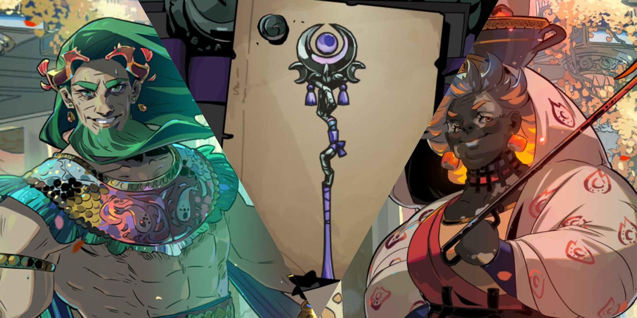 Hades 2, Poseidon's portrait, the Witch's Staff image from the journal, and Hestia's Portrait.