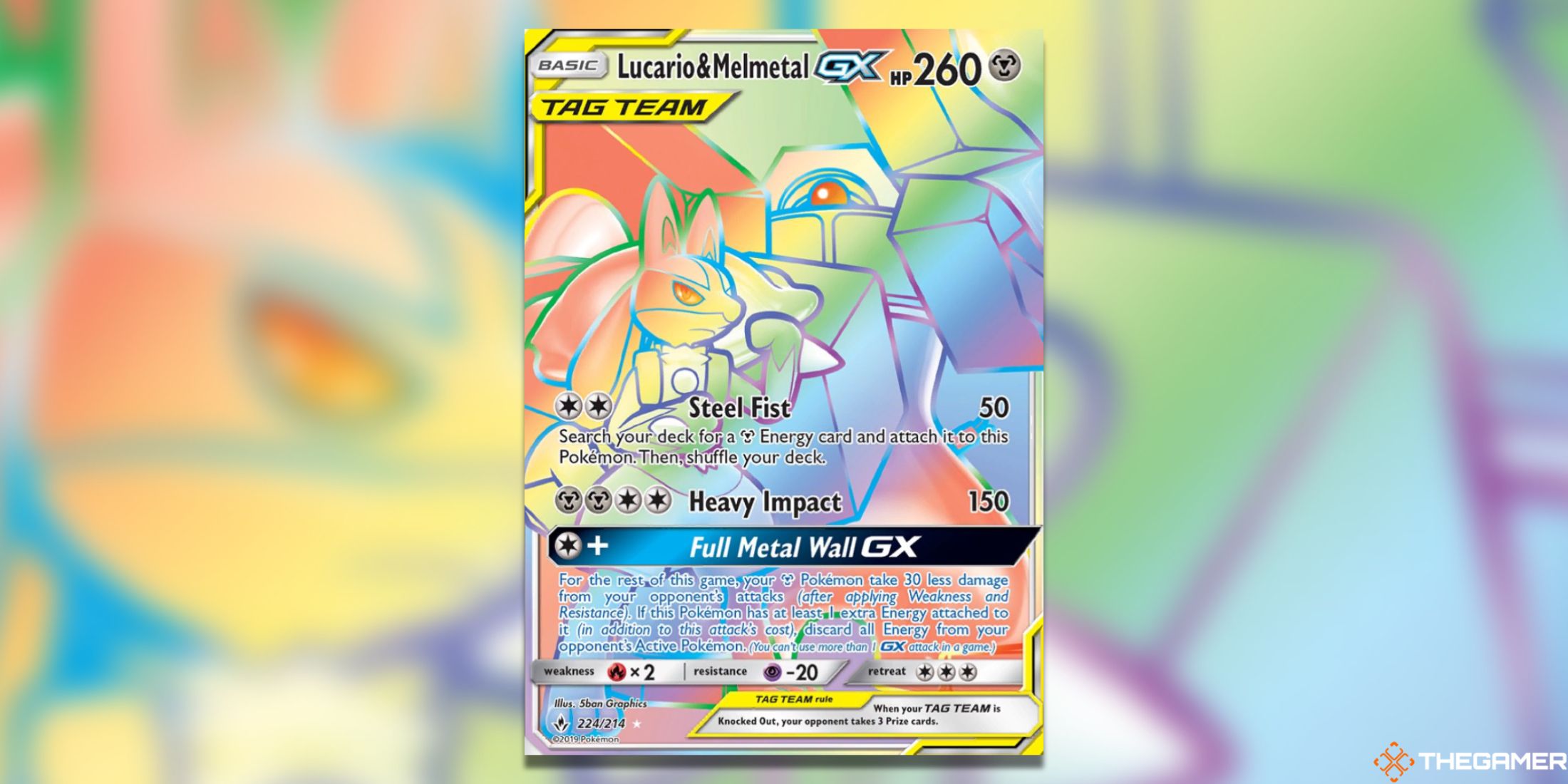 The Lucario & Melmetal GX Sexret Rare from Unbroken Bonds in the Pokemon TCG.