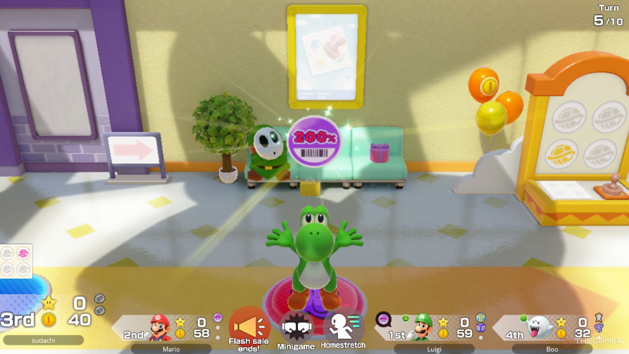 Yoshi Holding Up The Markup Sticker In Super Mario Party Jamboree.