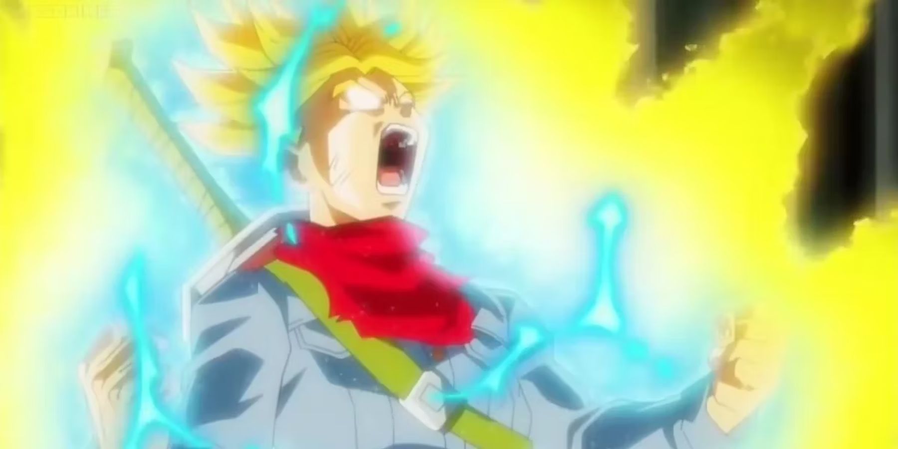 Trunks going into super saiyan rage form