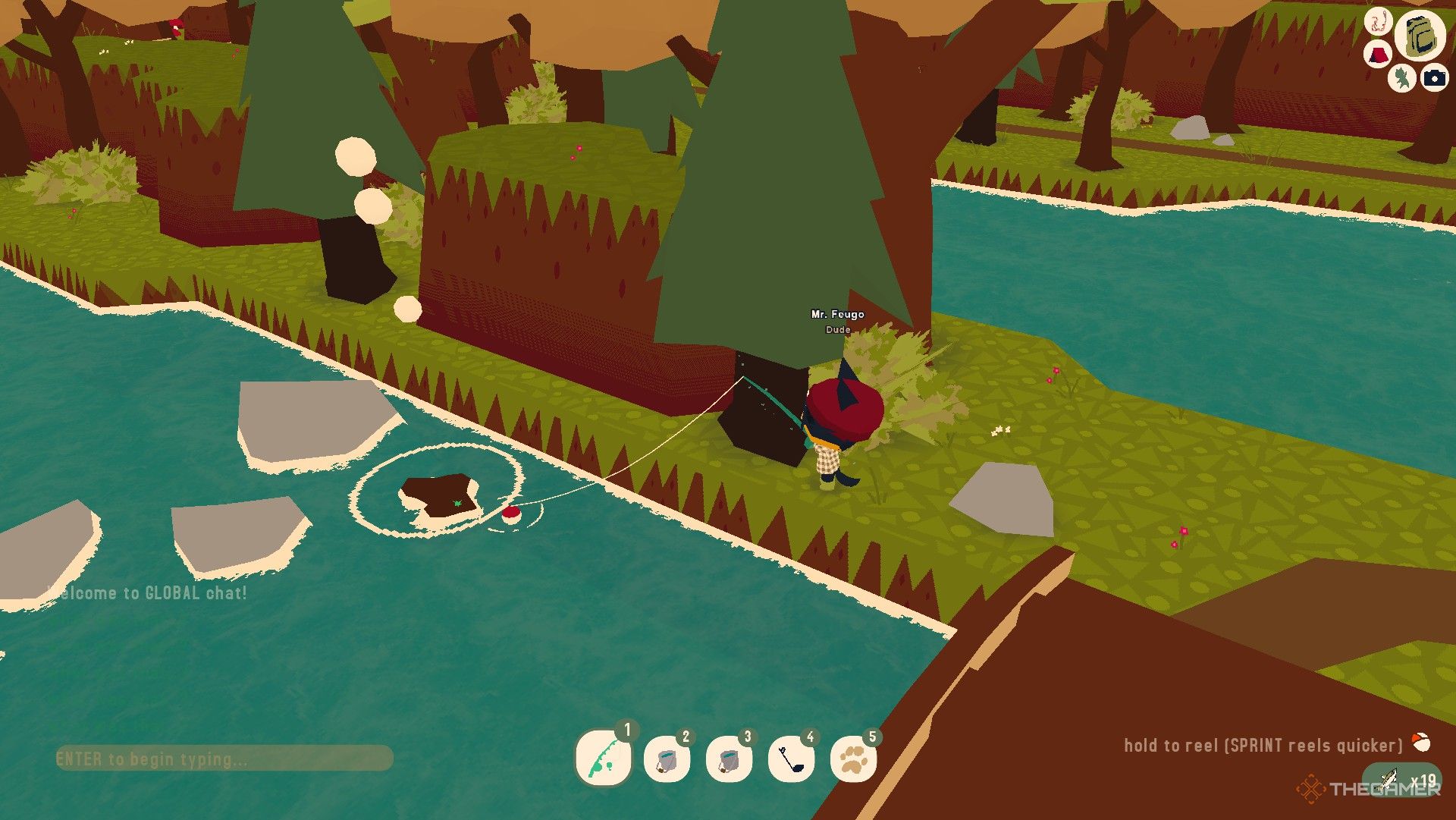 Player is fishing on meteor area in Webfishing.