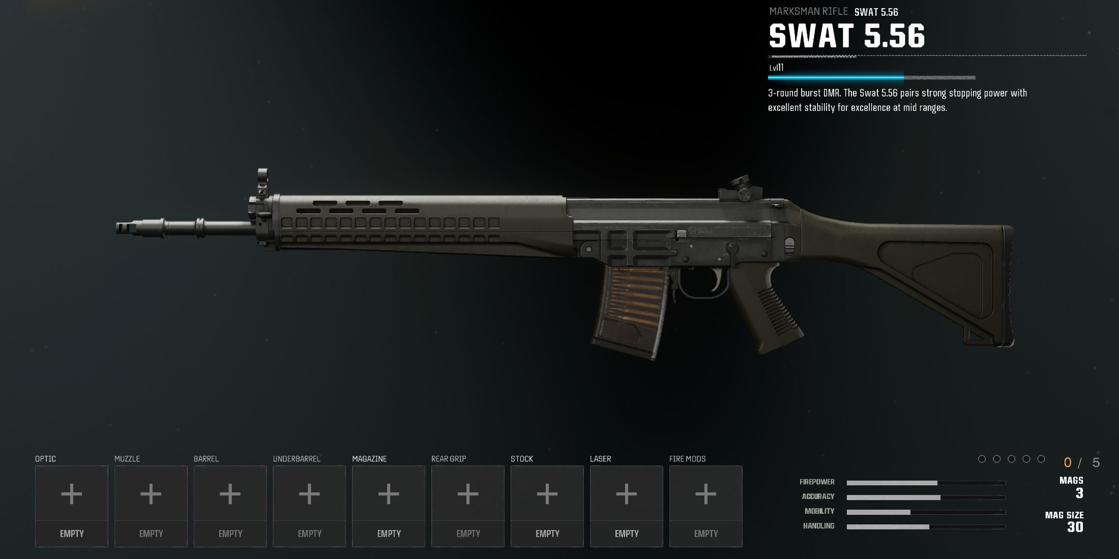 Screenshot showcasing the SWAT 5.56 in Black Ops 6