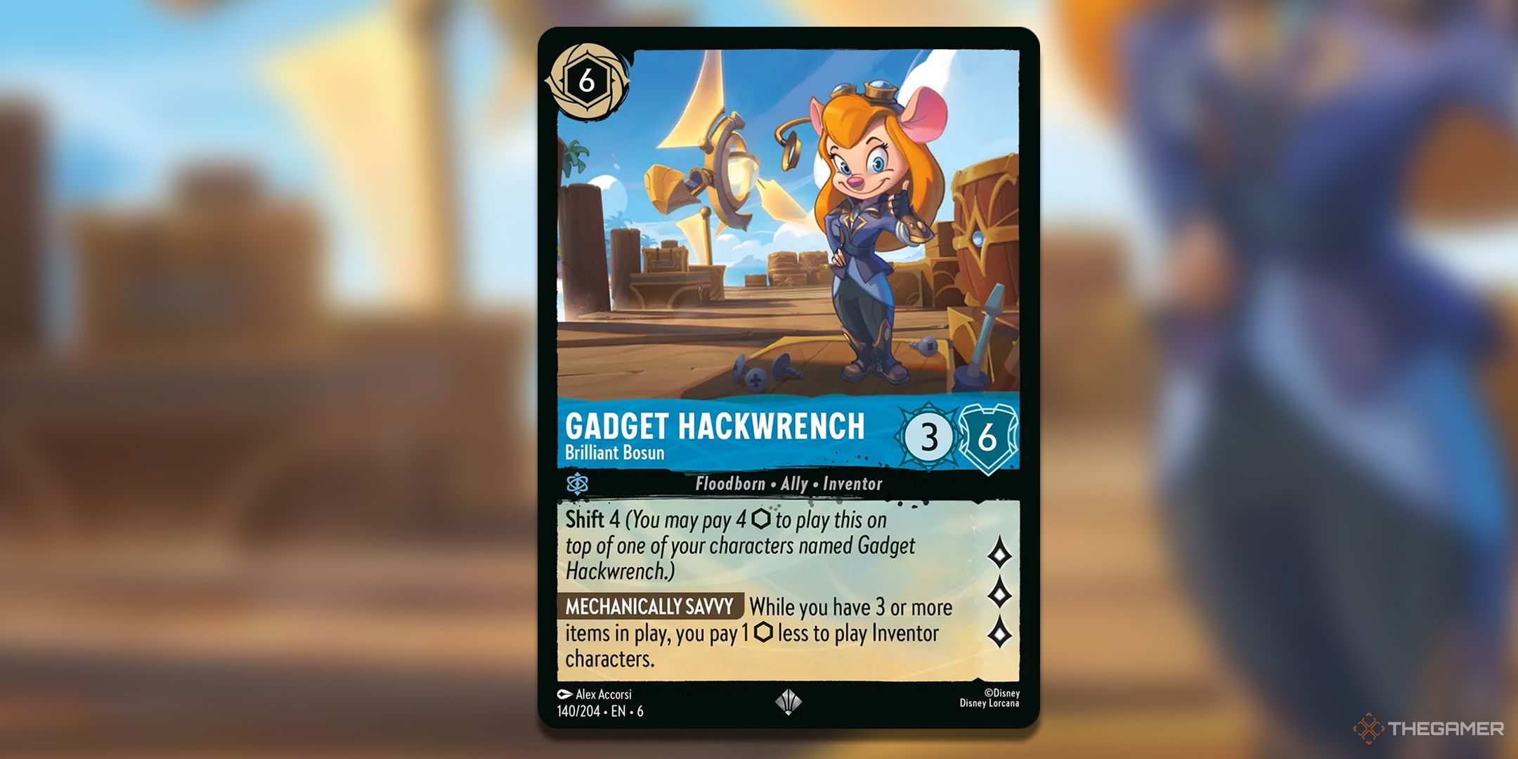 Gadget Hackwrench, Brilliant Bosun Lorcana Card.