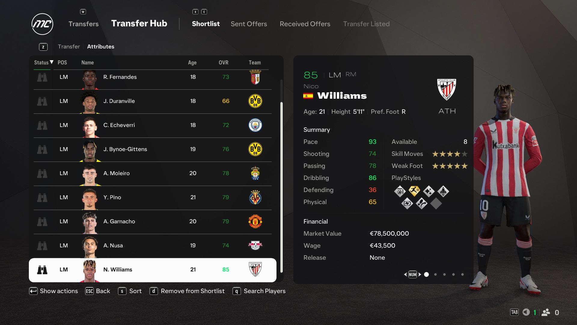 Nico Williams in EA Sports FC 25.