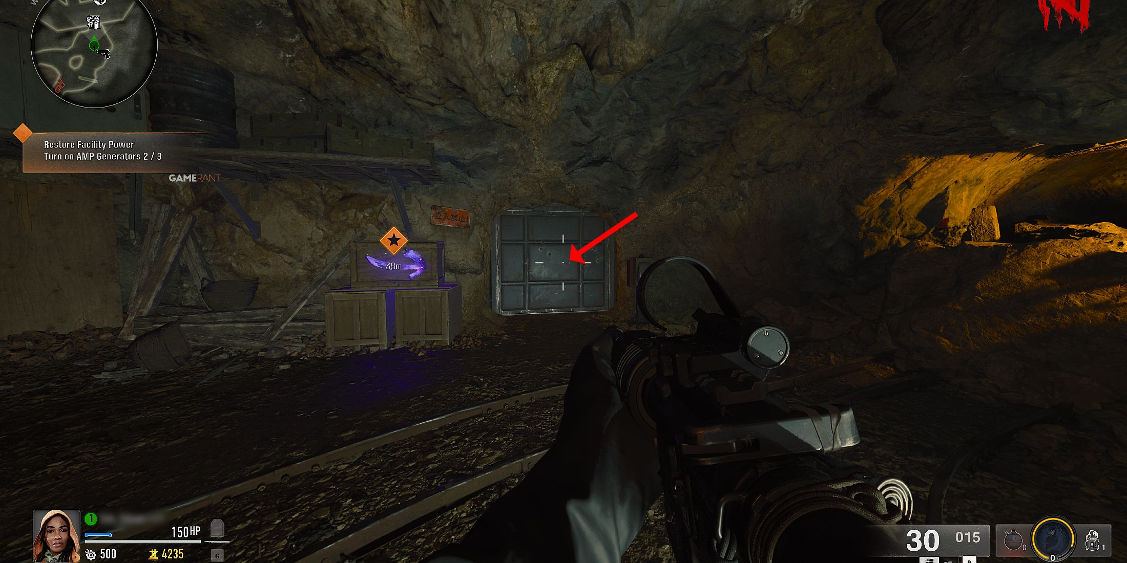 Screenshot showcasing how to get to the Terminus Bio Lab from the Mining Tunnels for Black Ops 6 Zombies 