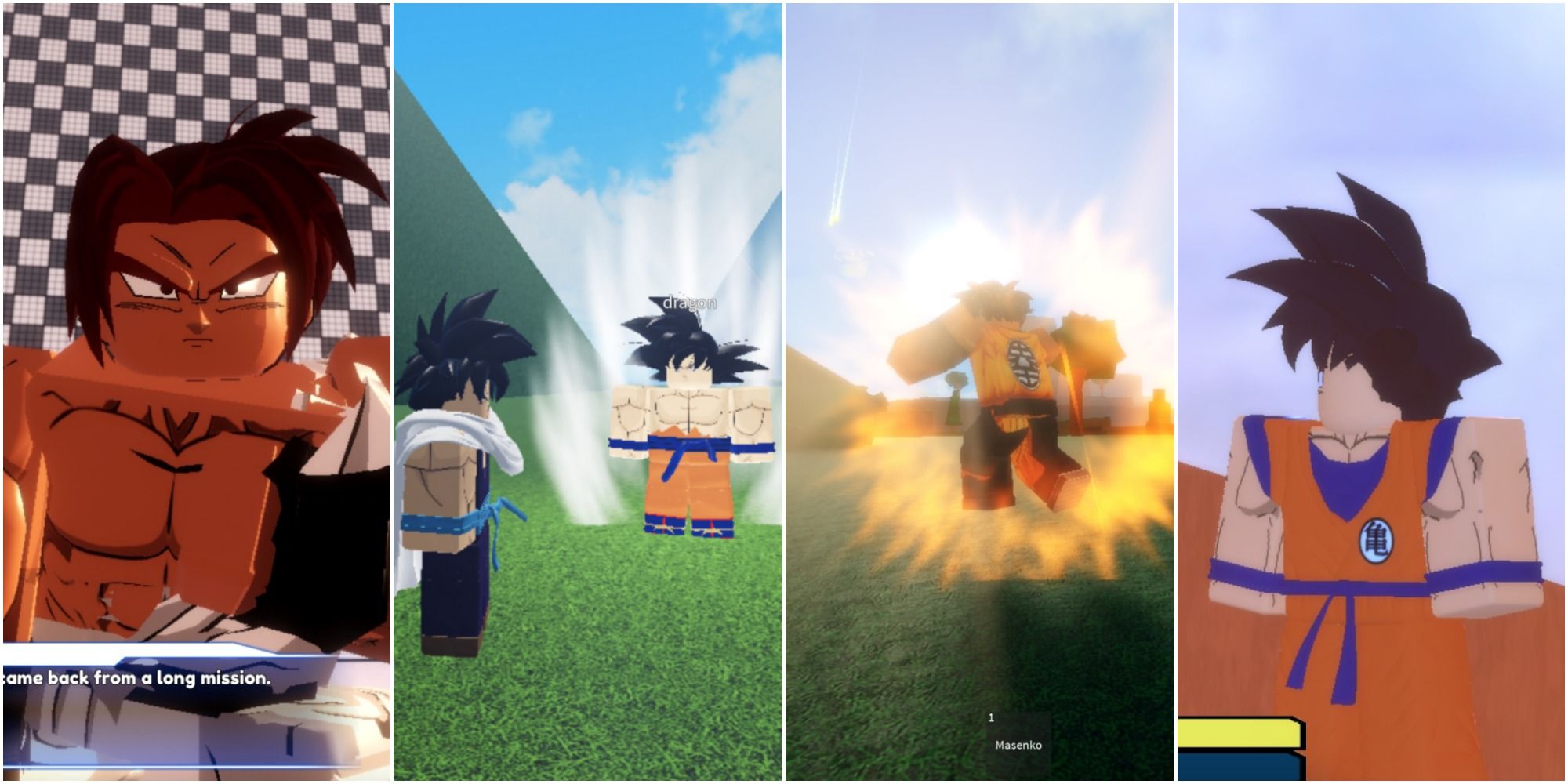 Four different games centered around the Dragon Ball franchise in Roblox