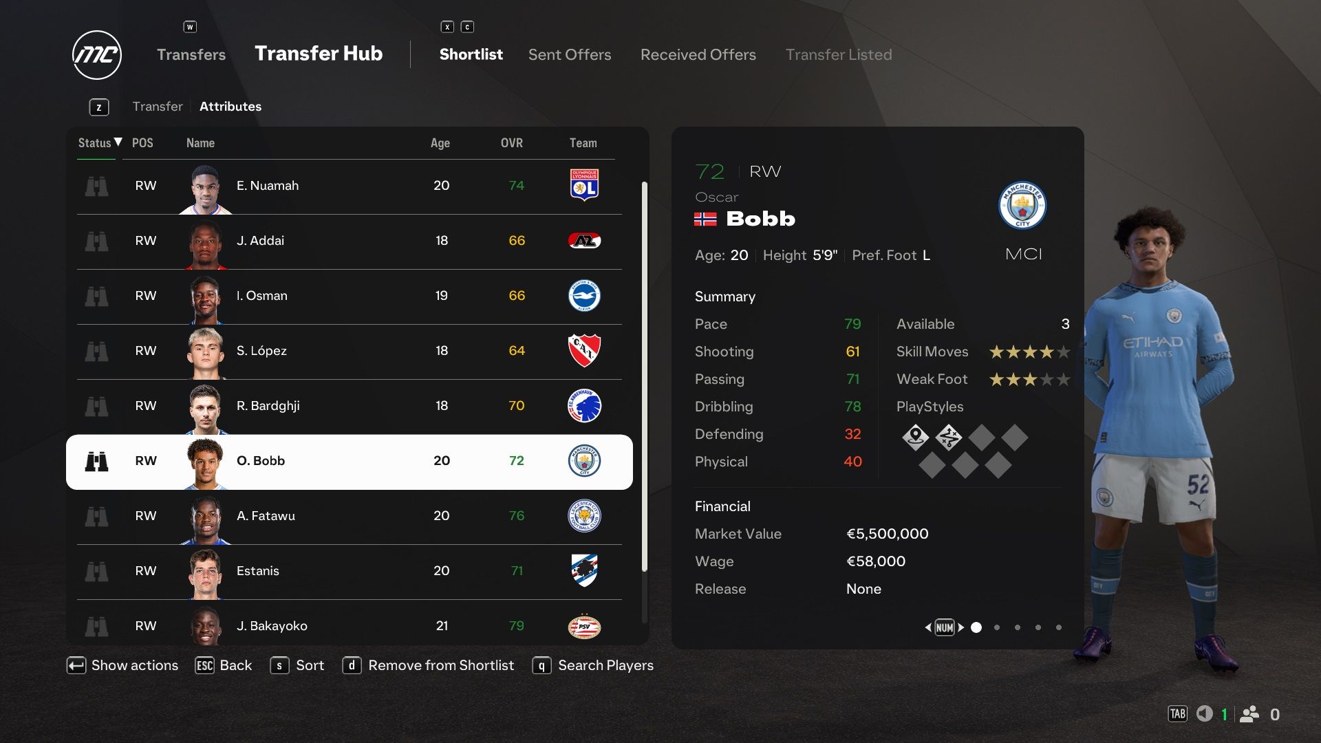 Oscar Bobb in EA Sports FC 25.