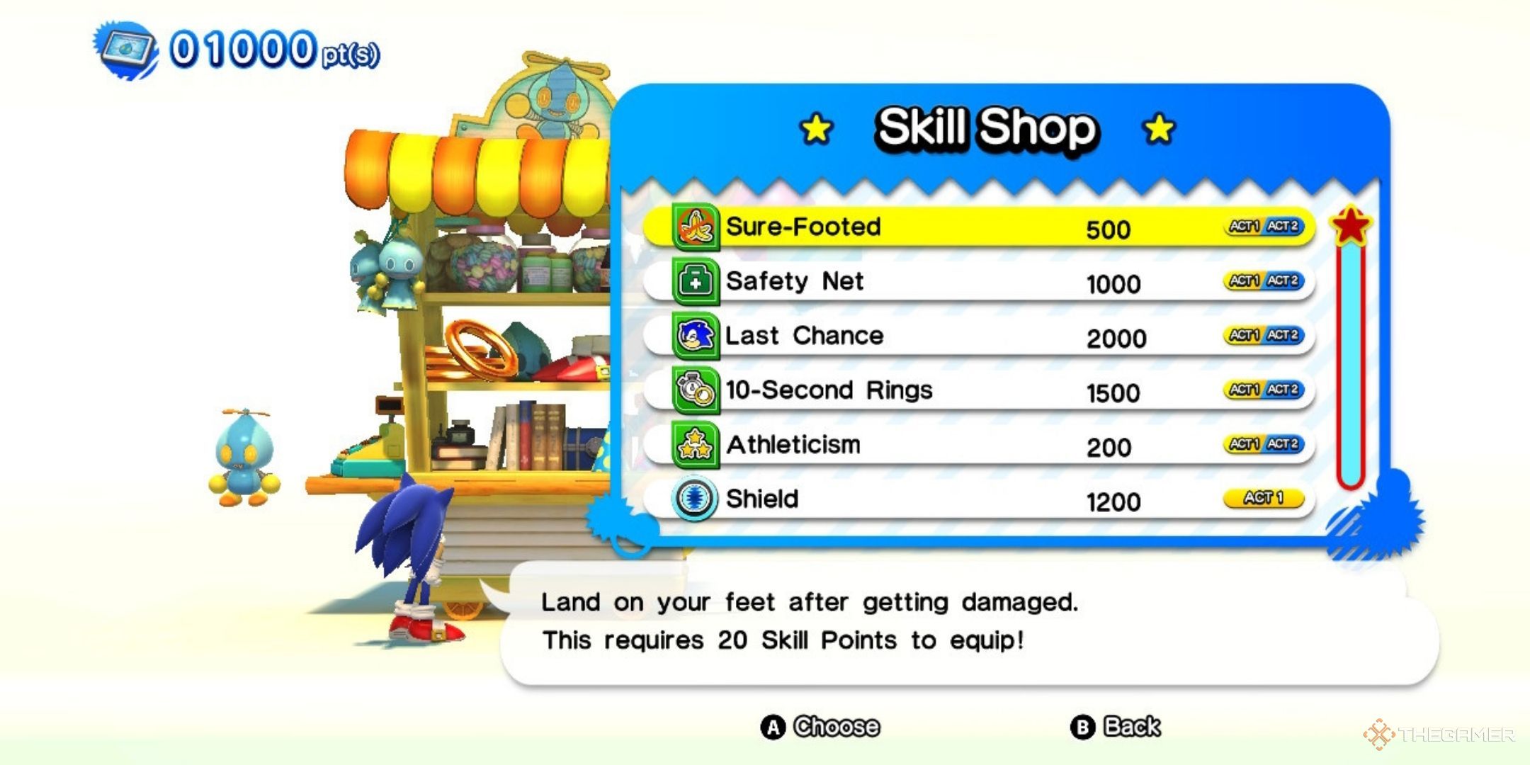 The skill shop is shown in Sonic X Shadow generations.