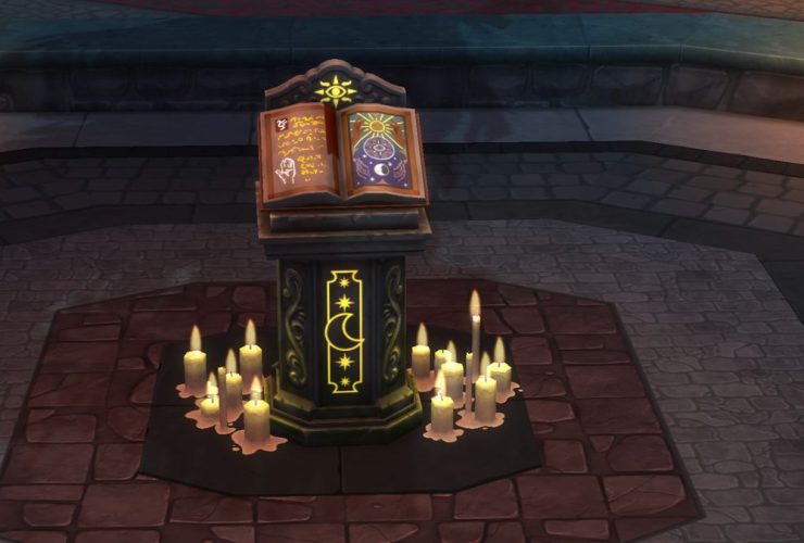 A tarot tome at night in The Sims 4