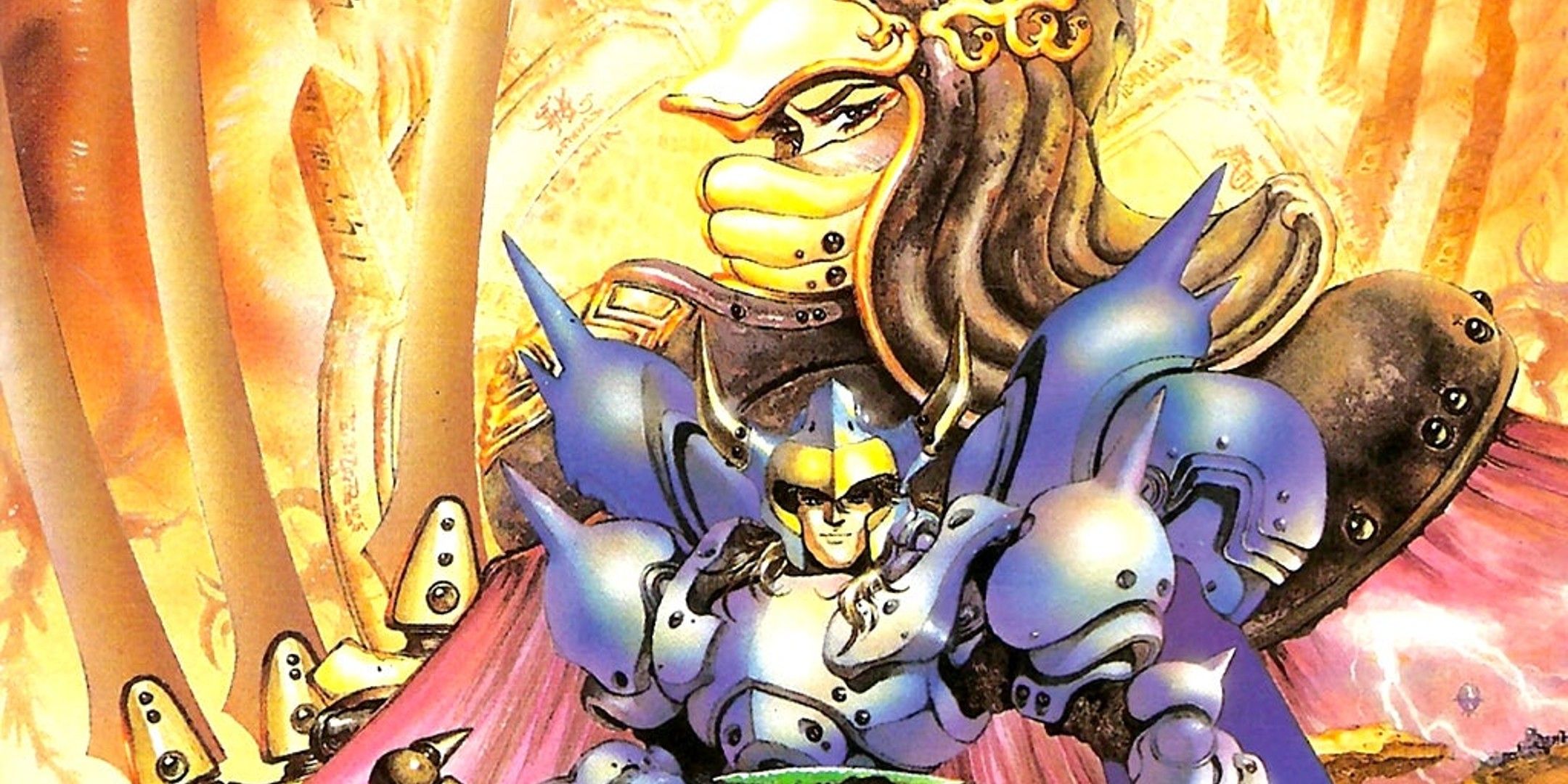 Two knights posing on the front cover of Lords of Thunder.