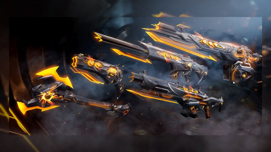 The gold and black set of Valorant Doombringer skins.