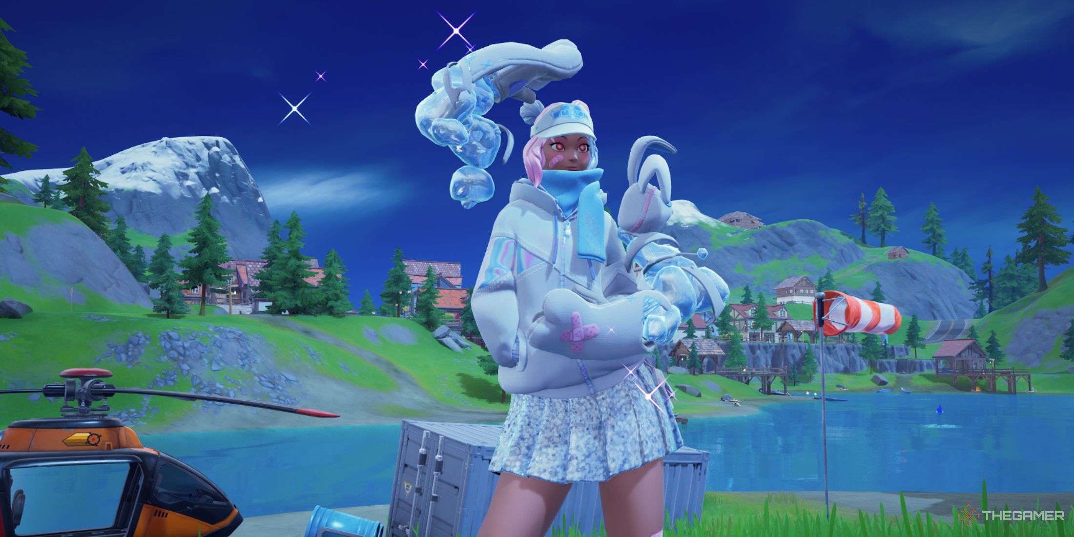 A Fortnite player emoting.