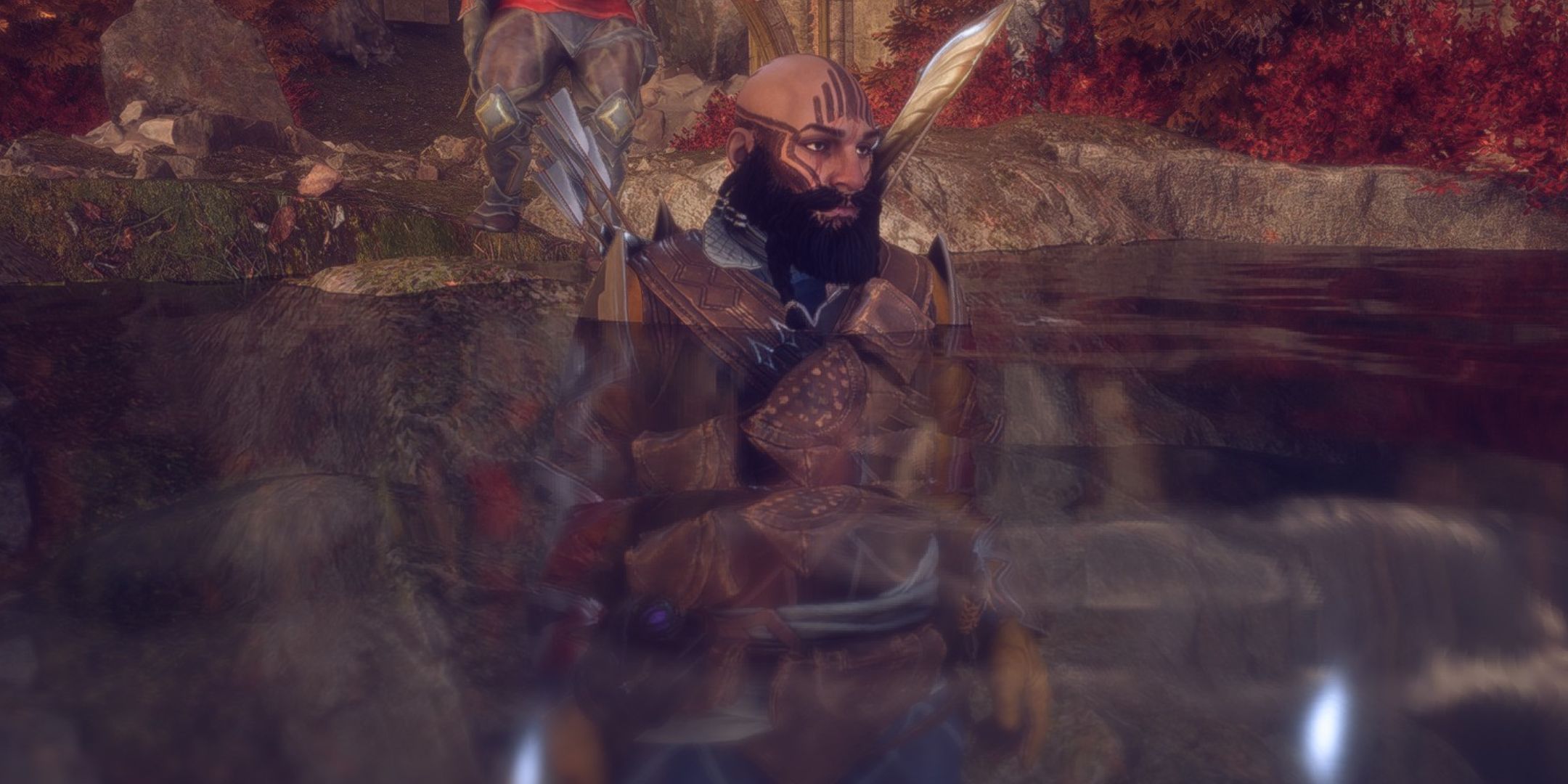 Rook standing chest high in water Dragon Age: The Veilguard