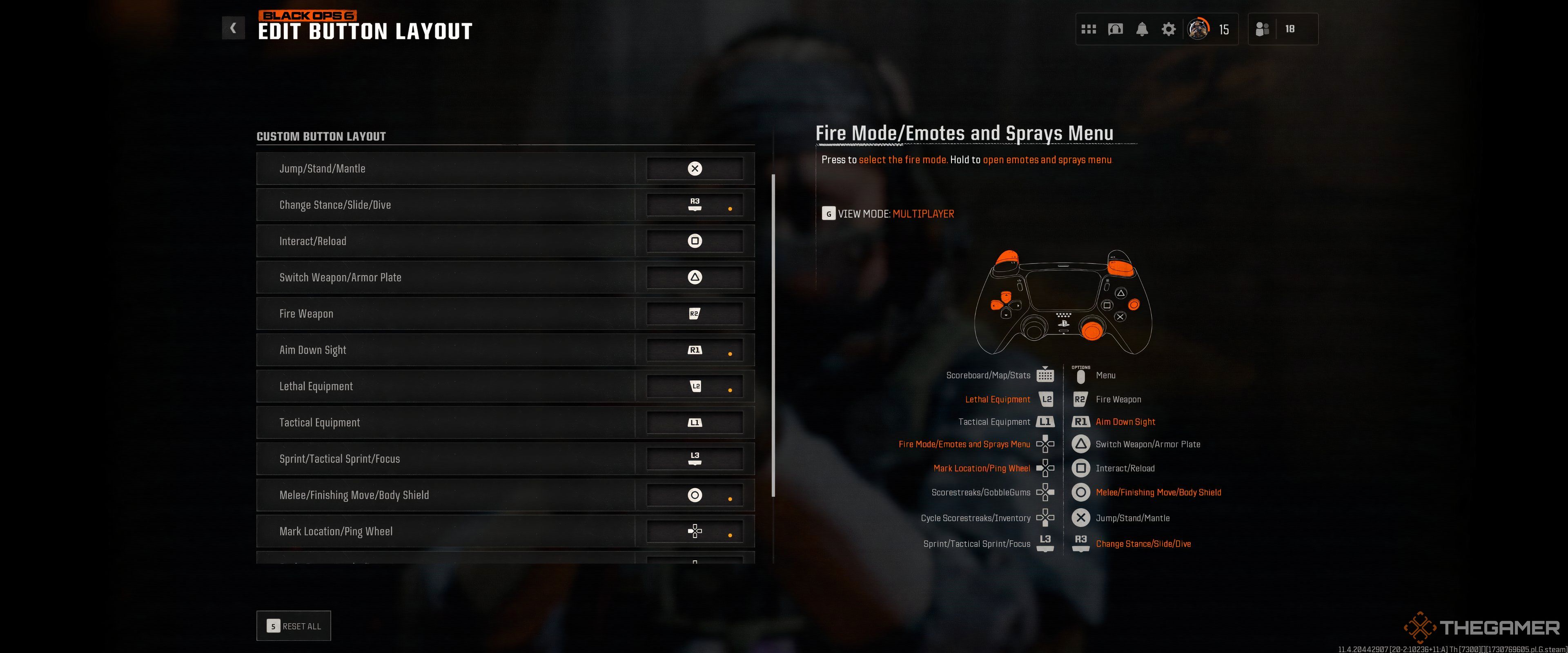 A customized Tactical controller layout setup in Call Of Duty: Black Ops 6.