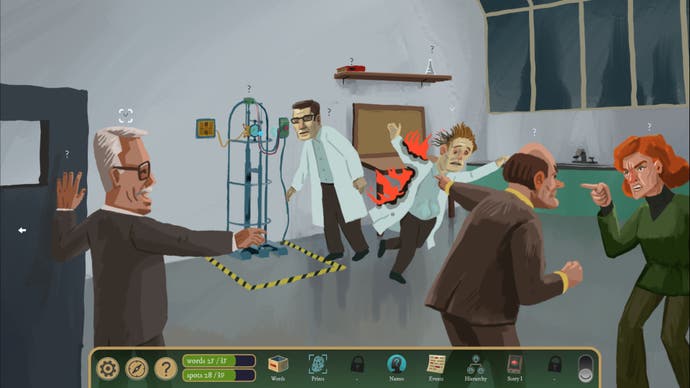 A man sets himself on fire inside a lab, while arguments happen around him, in The Rise of the Golden Idol.