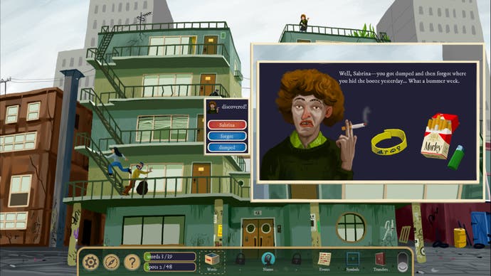 A woman laments the loss of her booze at the top of an apartment complex in The Rise of the Golden Idol.