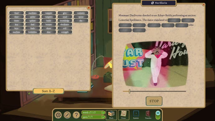 Two puzzle panels in The Rise of the Golden Idol attempting to decipher a dance routine.