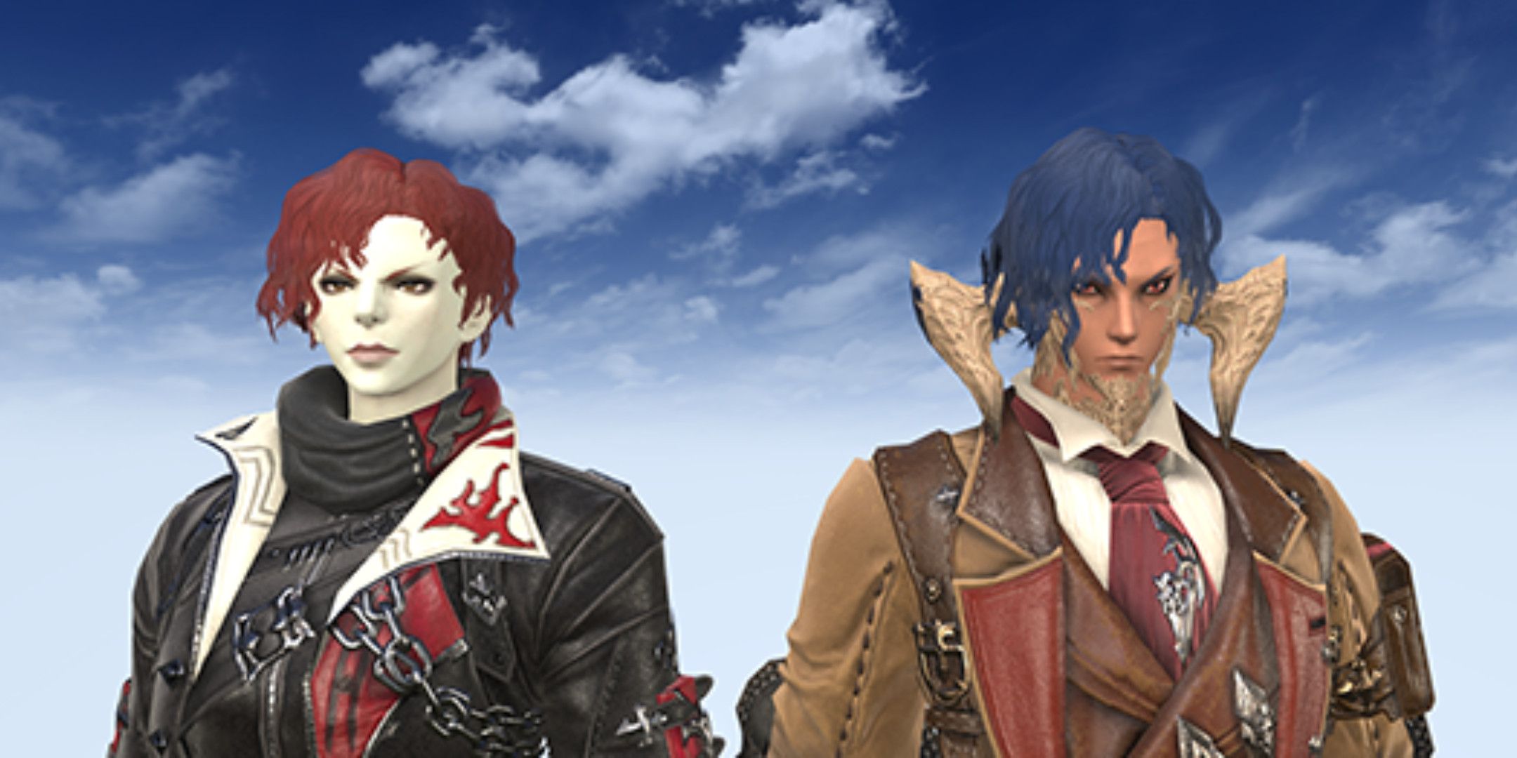 Two Final Fantasy 14 characters, one female roegadyn and one aur ra, with the same curly hairstyle