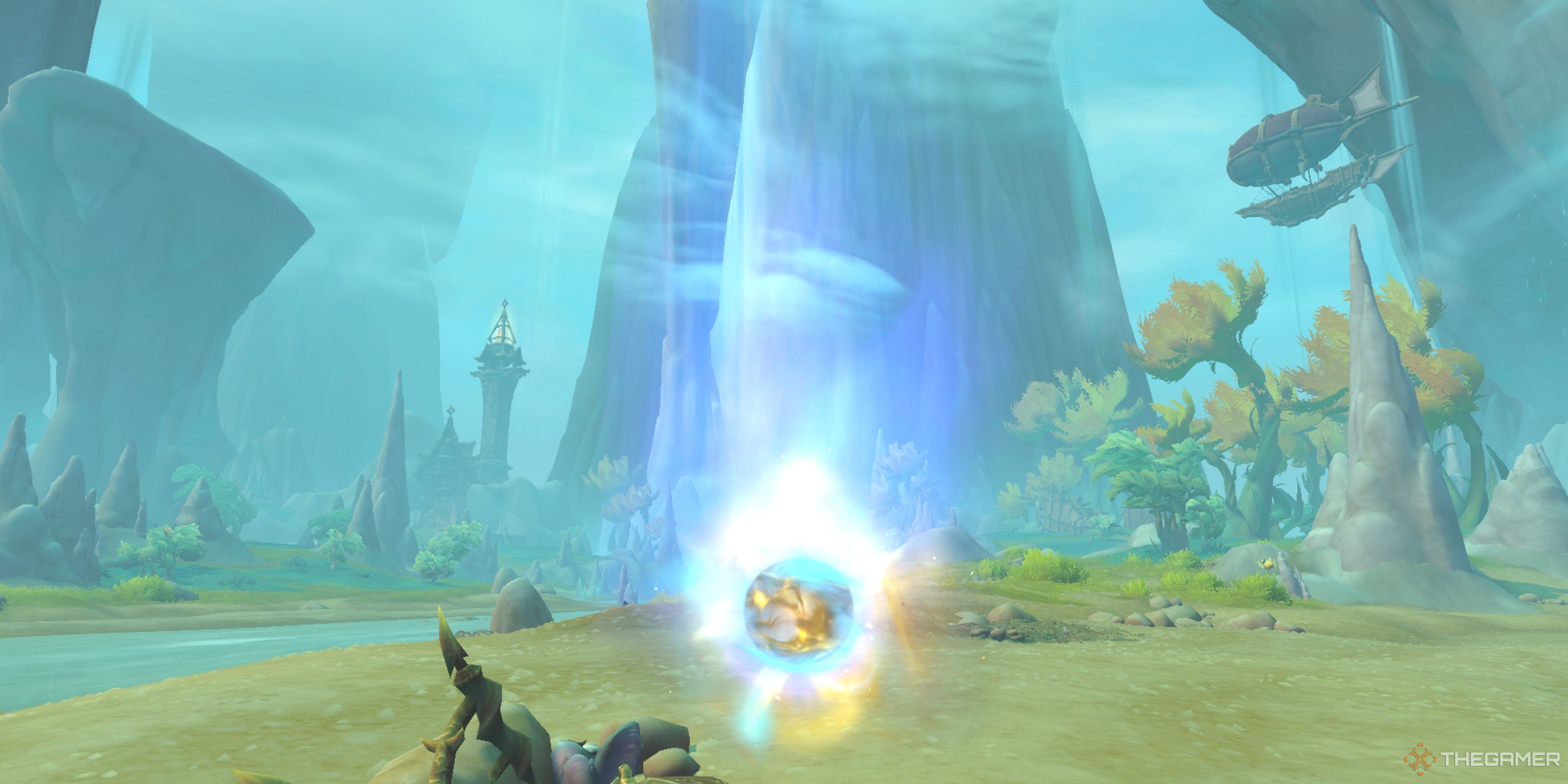 An orb of Azerite in northern Hallowfall, by which you can access a Worldsoul Memory by interacting with it.