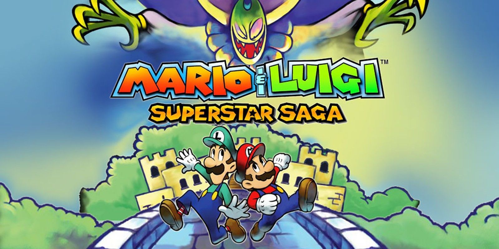 Mario and Luigi running away from Cackletta in Mario & Luigi: Superstar Saga.