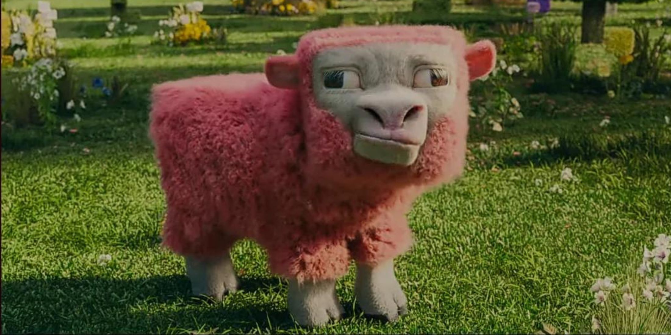 A sheep from The Minecraft Movie