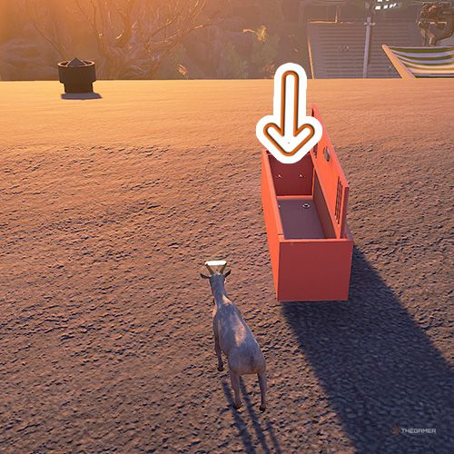  The orange arrow shows the location of the trophy, which can be accessed through the red locker in Goat Simulator Remastered