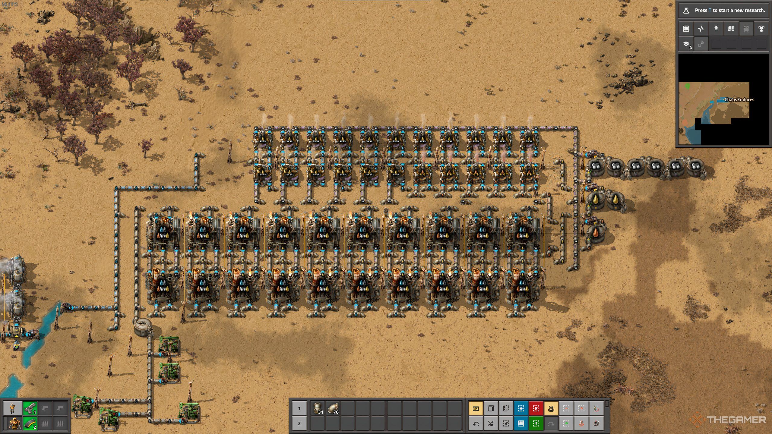 The most optimal setup for cracking down oils into petroleum, with advanced oil processing in Factorio.