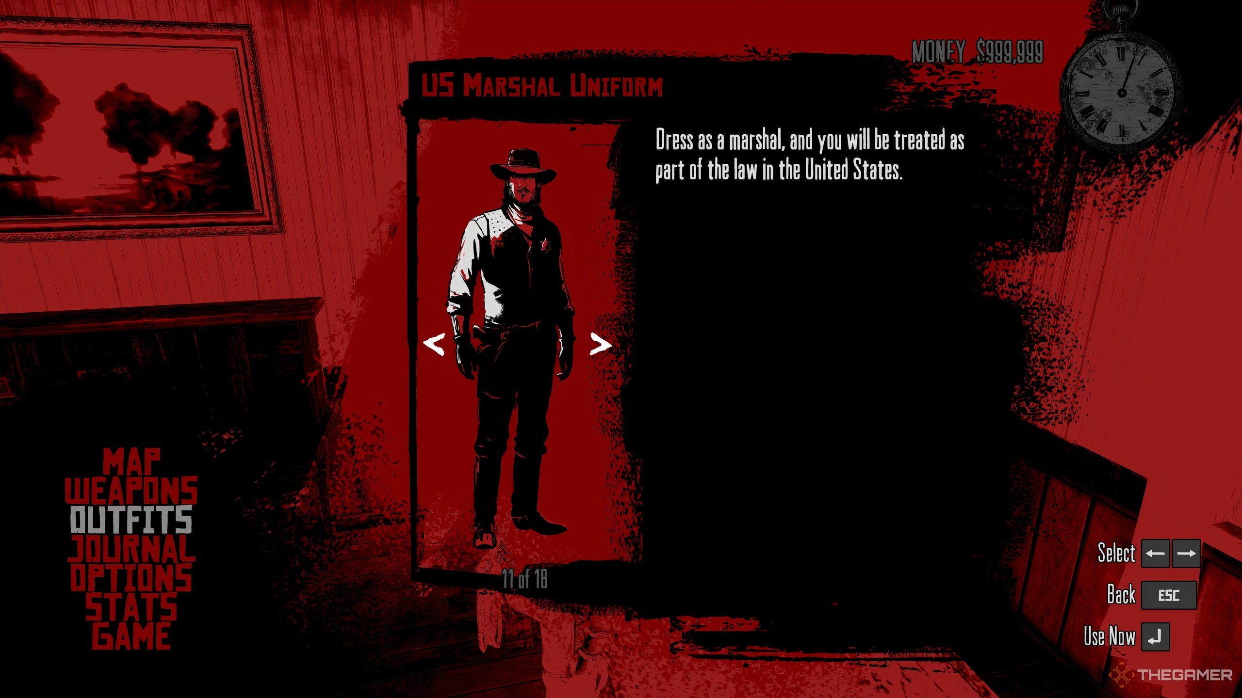 The outfit that makes John act like a US Marshal in Red Dead Redemption.