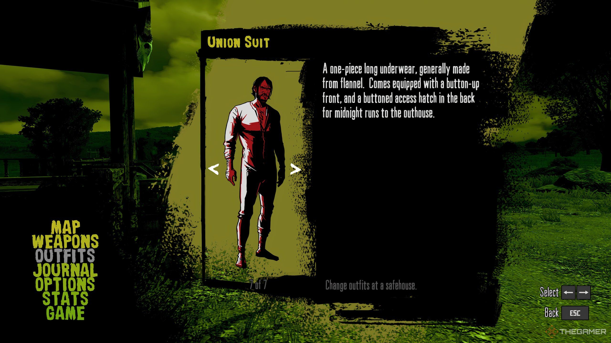 The starting outfit in the Undead Nightmare DLC in Red Dead Redemption.