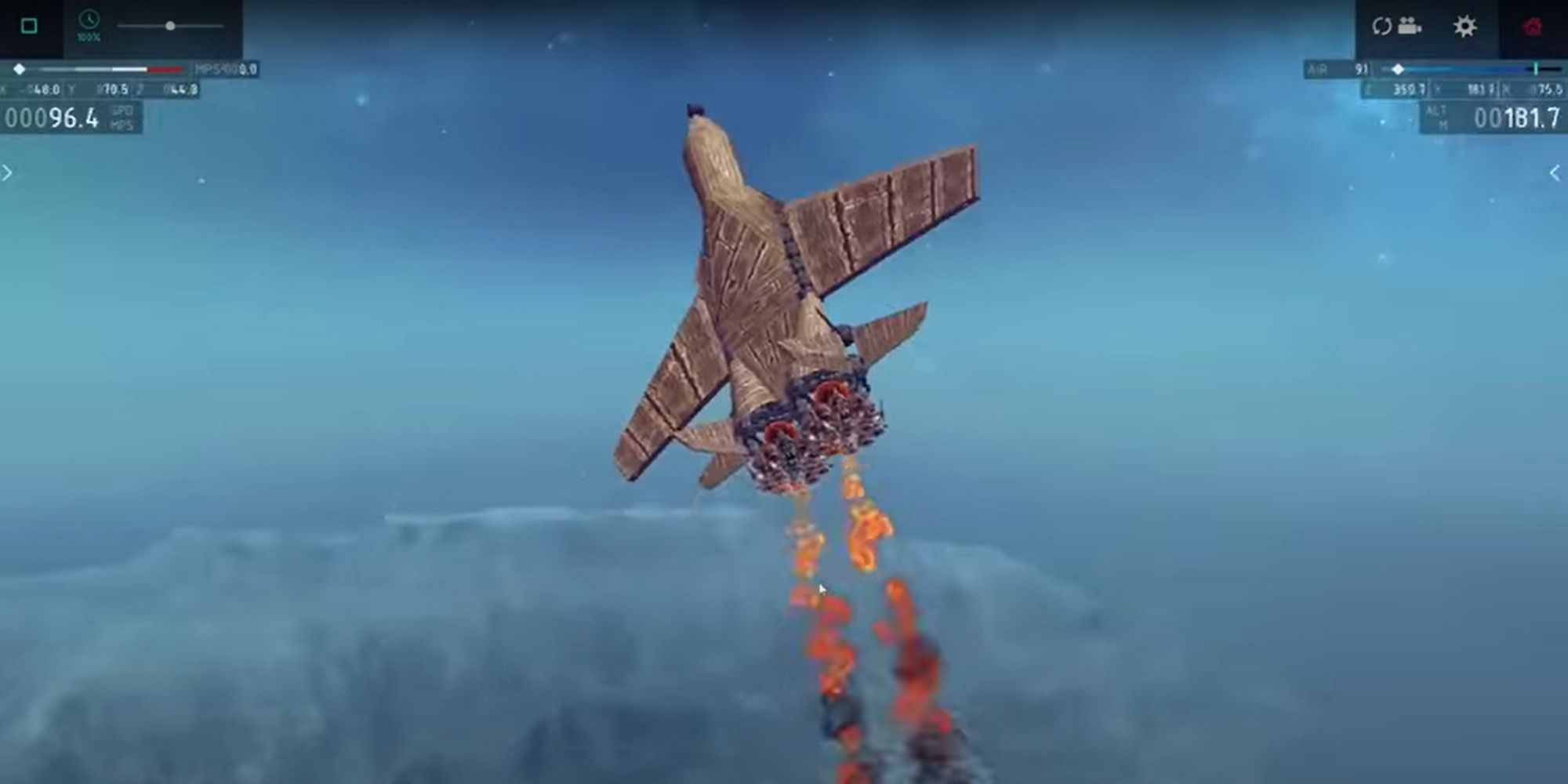 Flying a plane in Besiege.