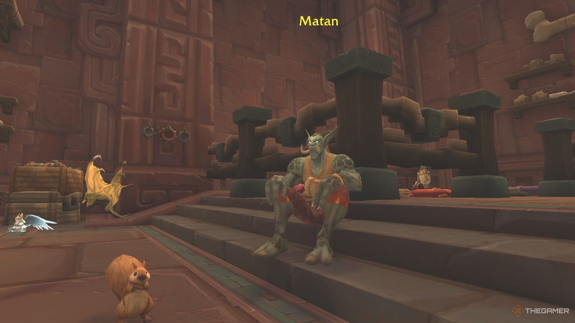 Matan, a Zandalari troll caretaker of Nuts, located in the Hall of Beasts in Dazar'alor, the Zandalari capital.