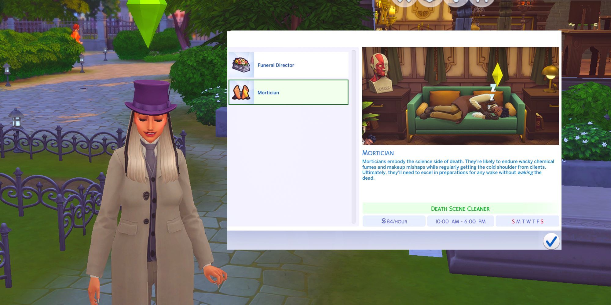 The Sims 4 Undertaker Career Branch Selection