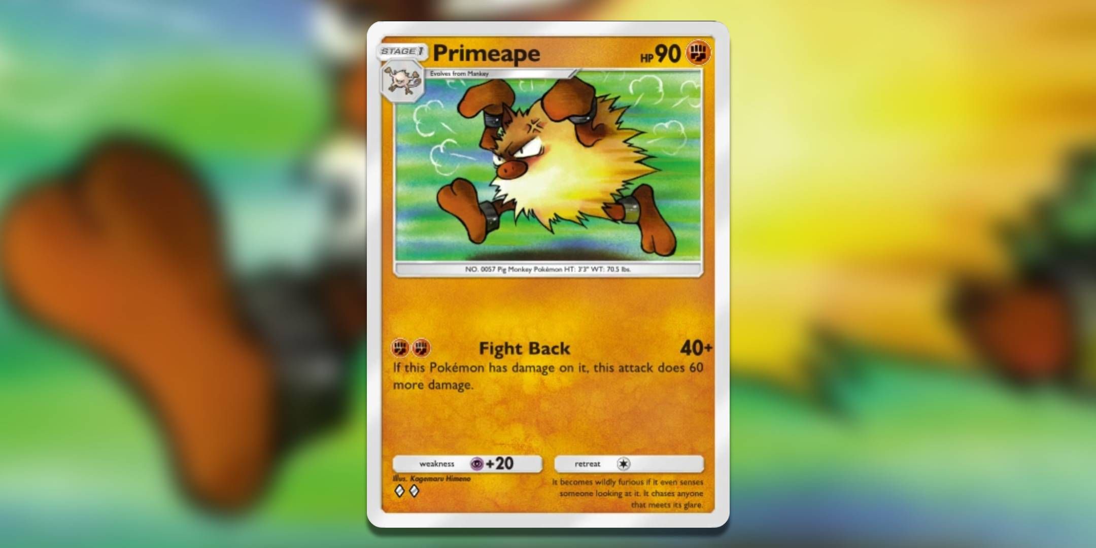 The Pokemon TCG Pocket card Primeape by Kagemaru Himeno.