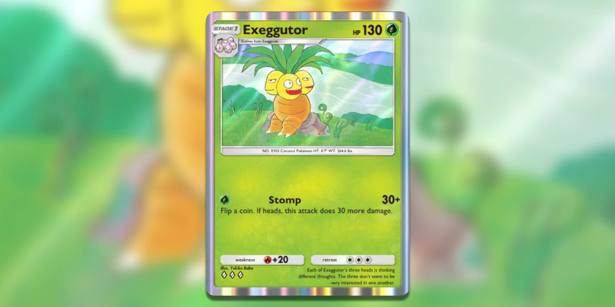 The Pokemon TCG Pocket card Exegggutor by Yukiko Baba.