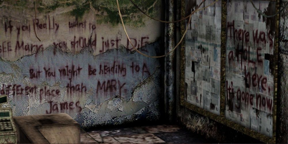 Graffiti message on the wall in Silent Hill 2.