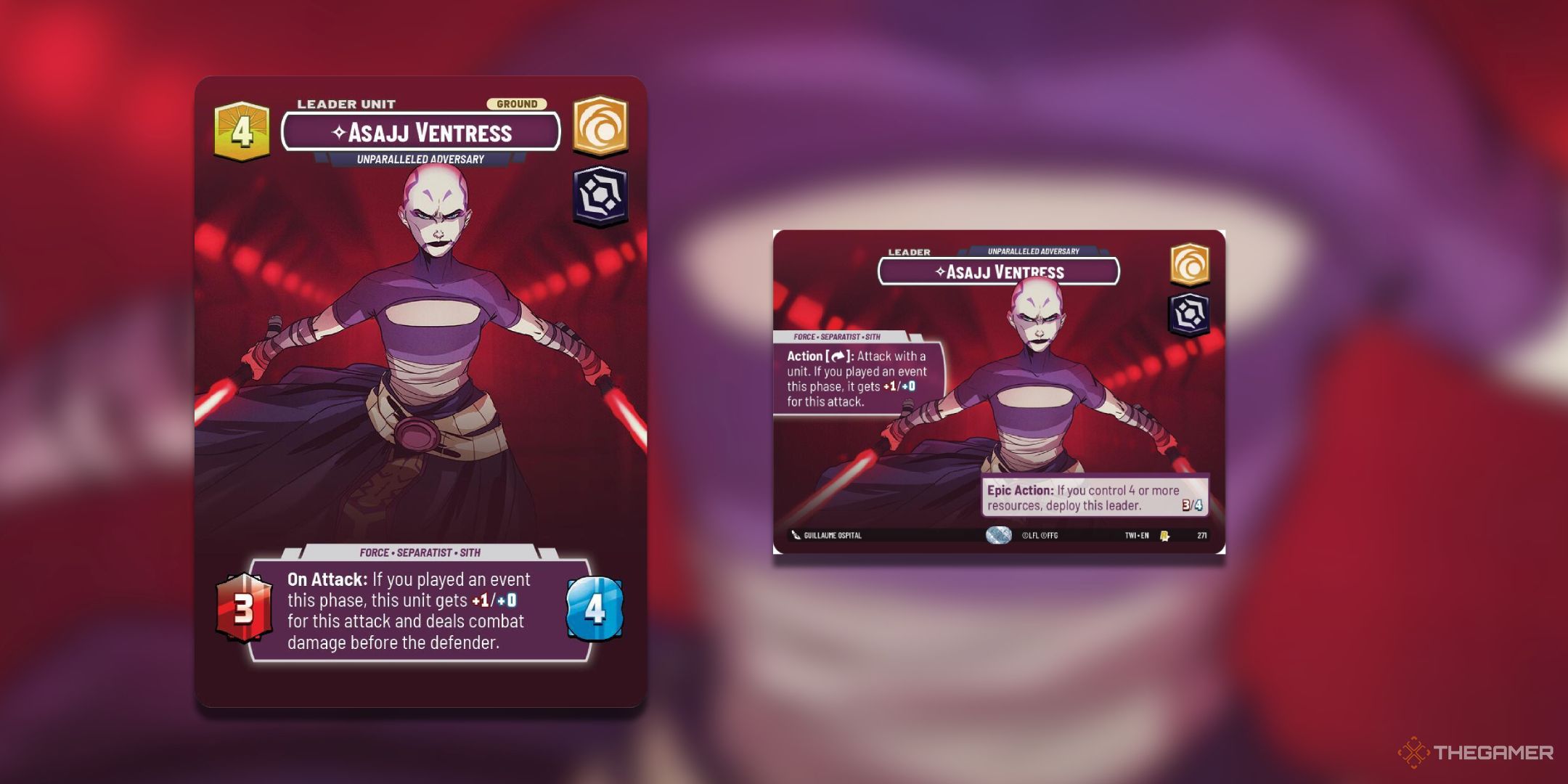 Asajj Ventress Unparalleled Adversary Star Wars Unlimited card art.