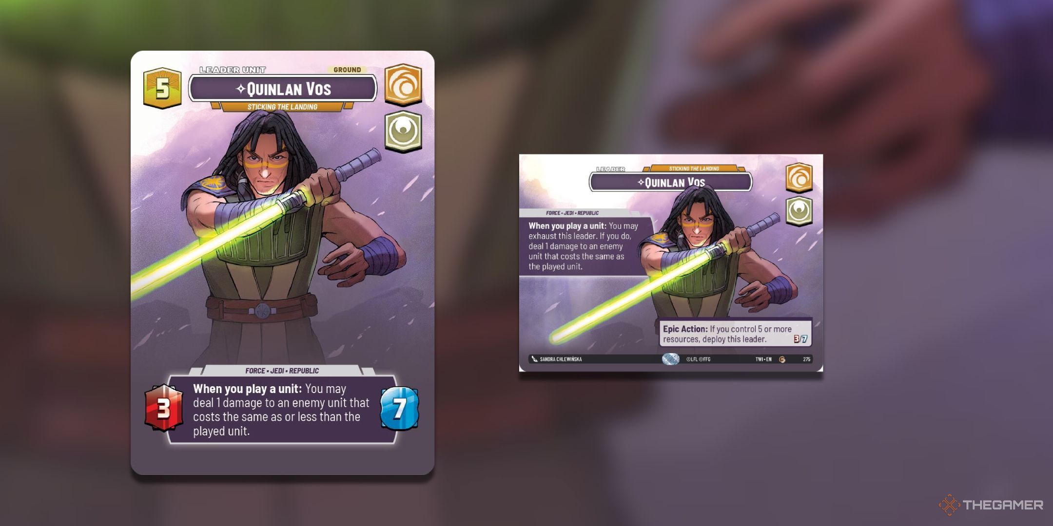 Quinlan Vos Sticking The Landing Star Wars Unlimited card art.