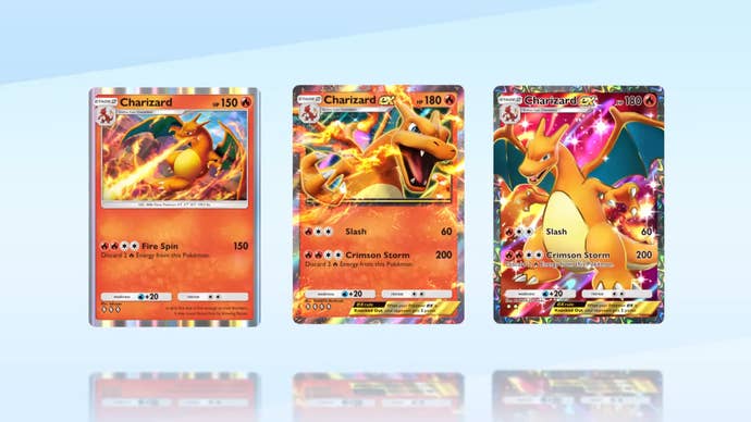 The Genetic Apex Charizard cards in Pokemon TCG Pocket are shown