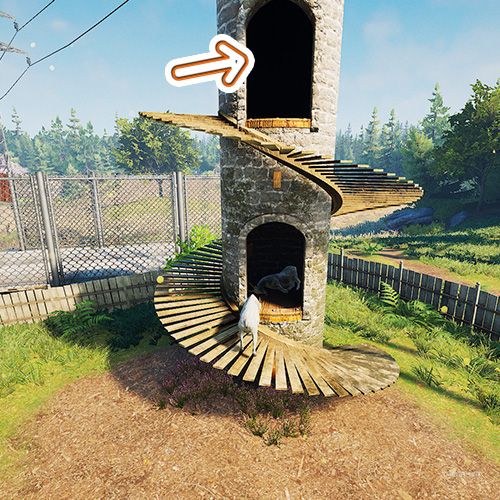 An arrow shows the location of a Goat Kingdom which is accessible with a tower in Goat Simulator Remastered