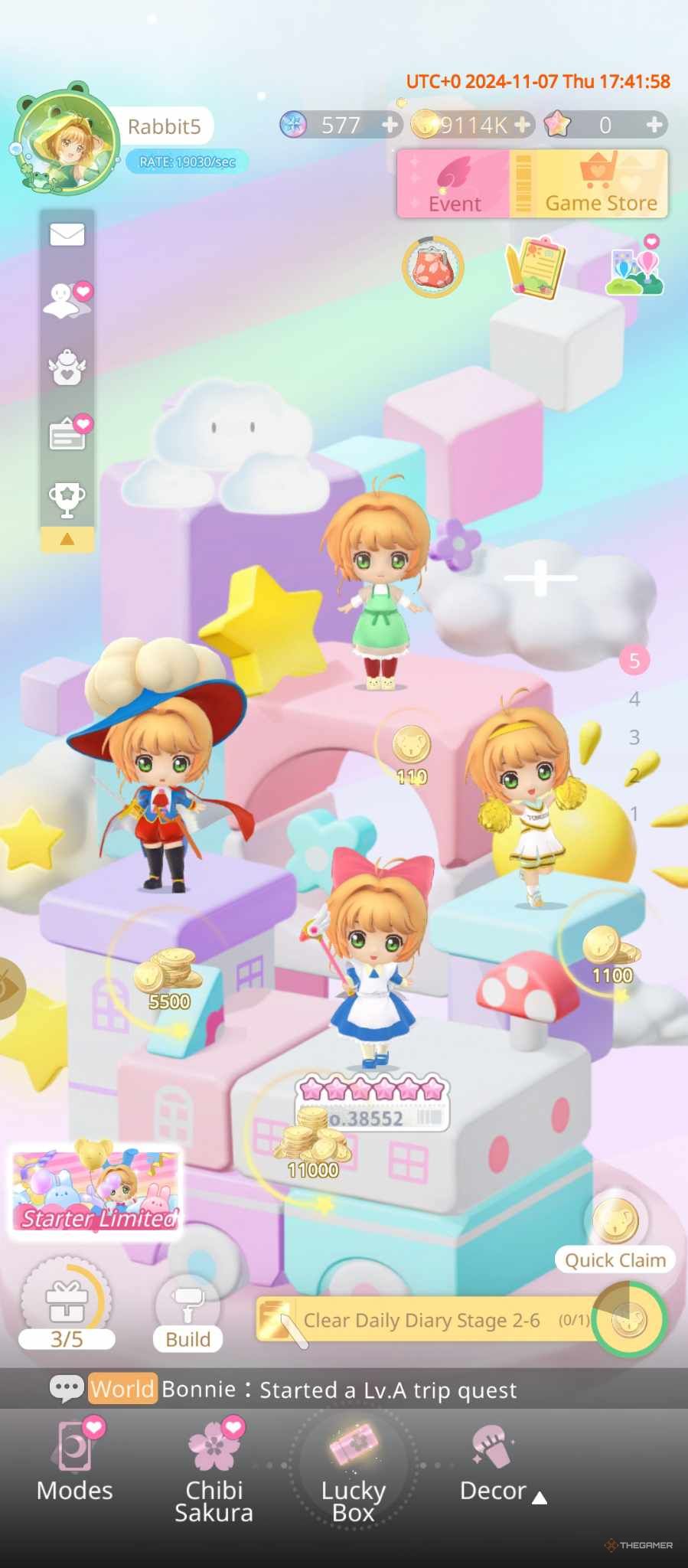 Chibi Sakuras are accumulating coins in cardcaptor sakura: memory key.