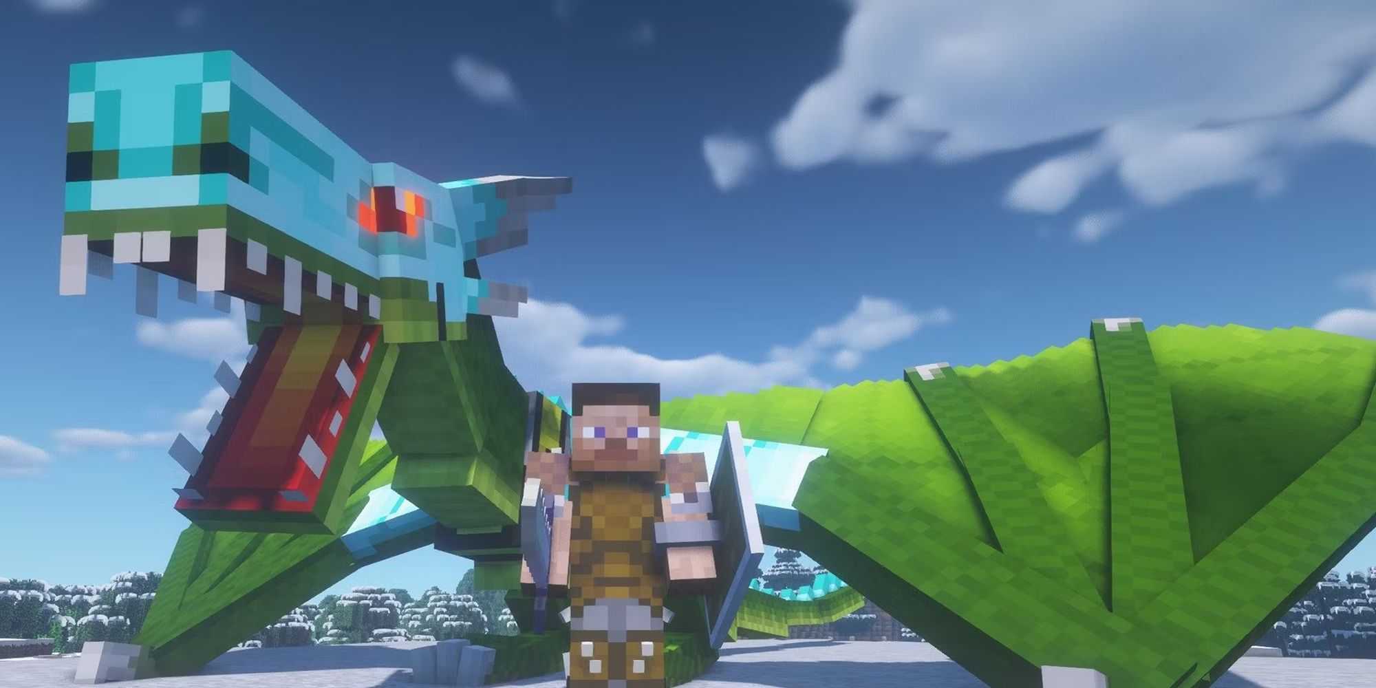 A knight and dragon duo in RLCraft.