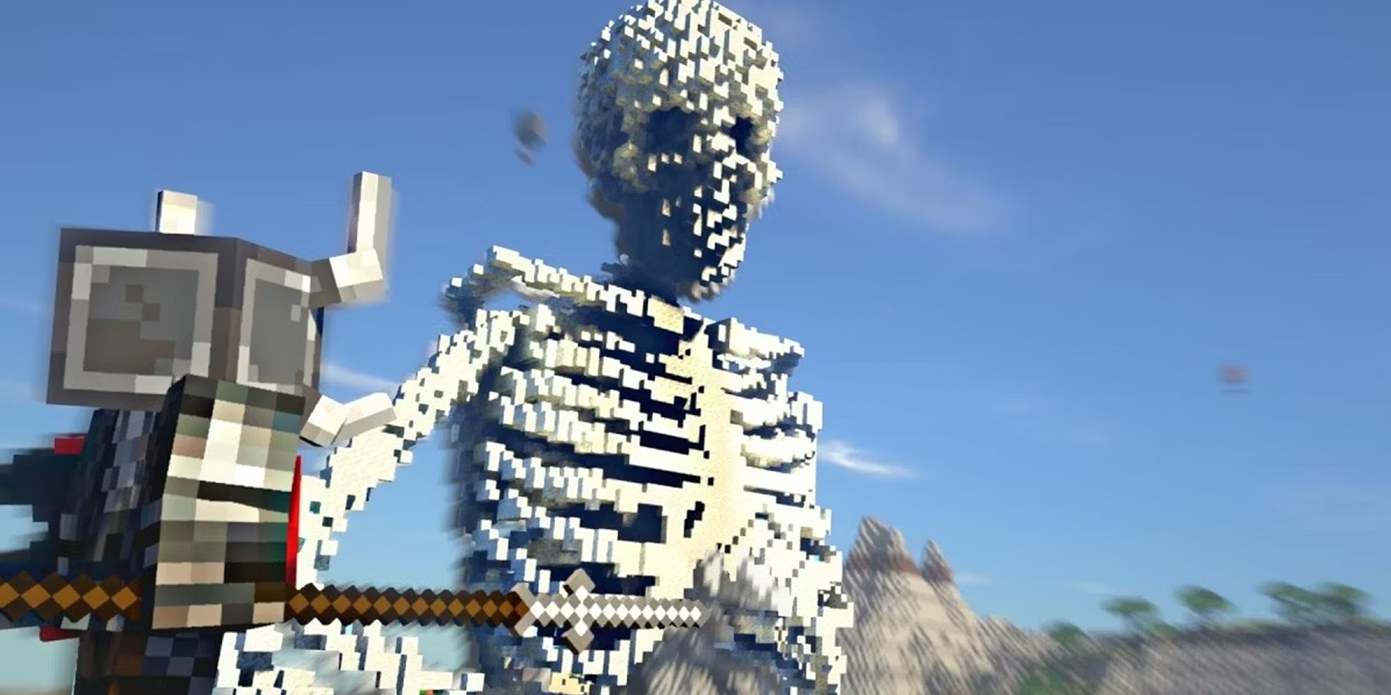 A giant skeleton in DawnCraft.