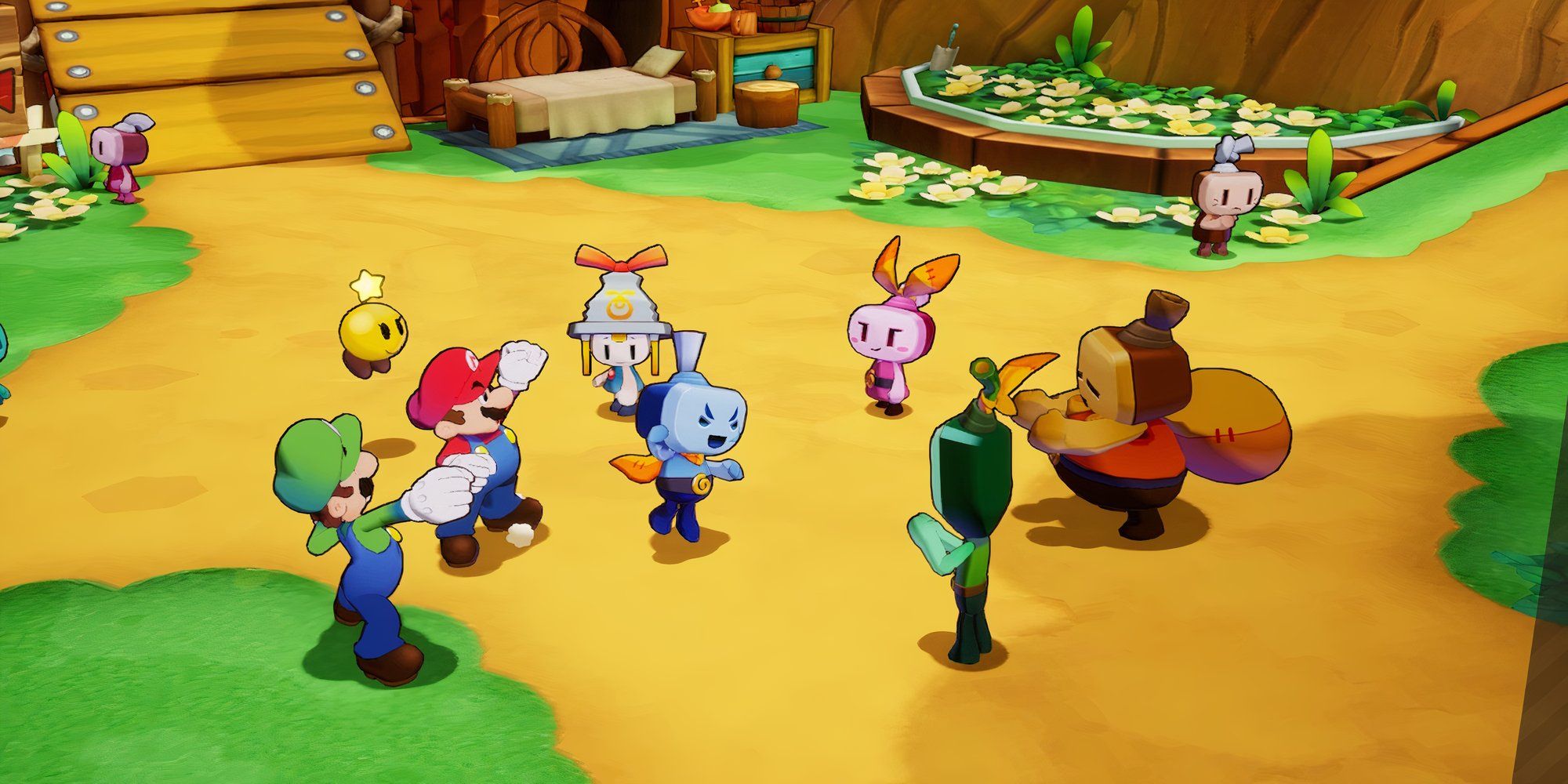 A scene featuring Team Idle in Mario & Luigi Brothership