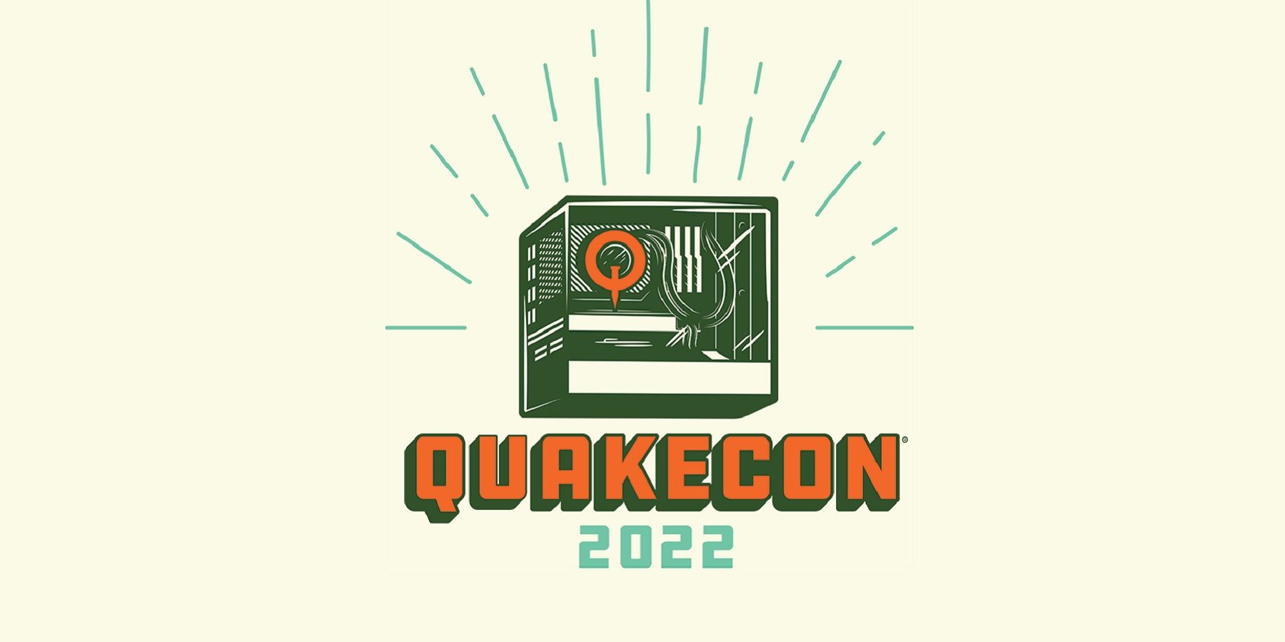 An image of the QuakeCon 2022 logo on a pale yellow background.