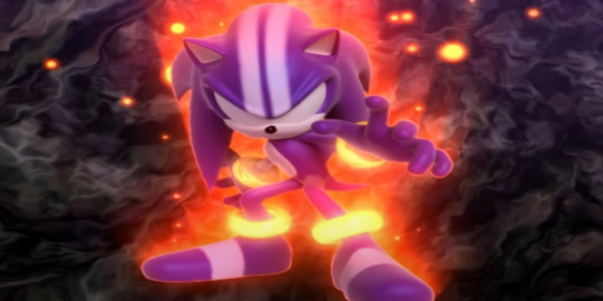 Darkspine Sonic surrounded by fire in Sonic and the Secret Rings.