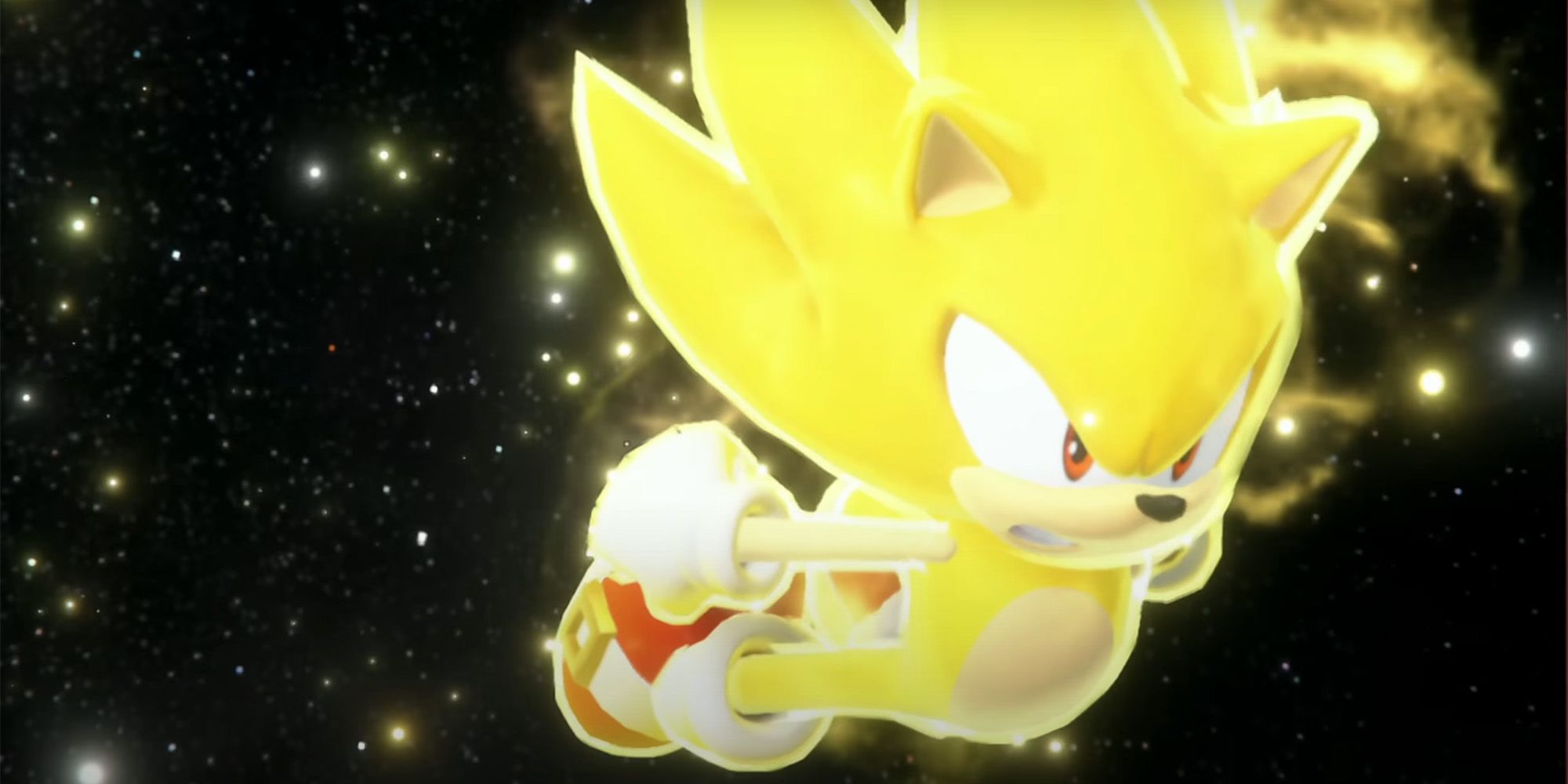 Super Sonic flies through space in Sonic Frontiers.