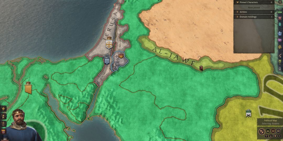 A map of the Arabic Peninsula in Crusader Kings 3.