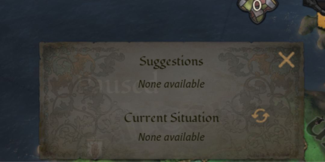 The Suggestions tab from Crusader Kings 3.