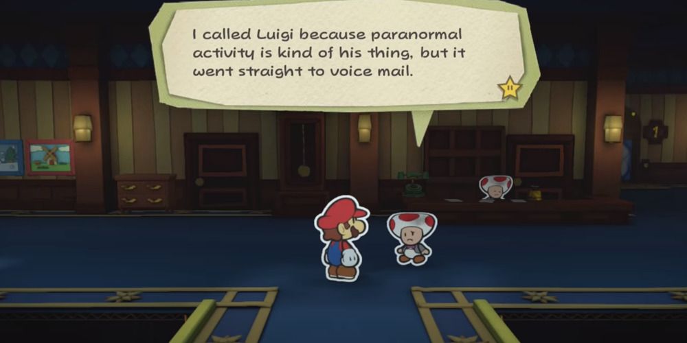 Mario speaking to Toad in Paper Mario Color Splash.