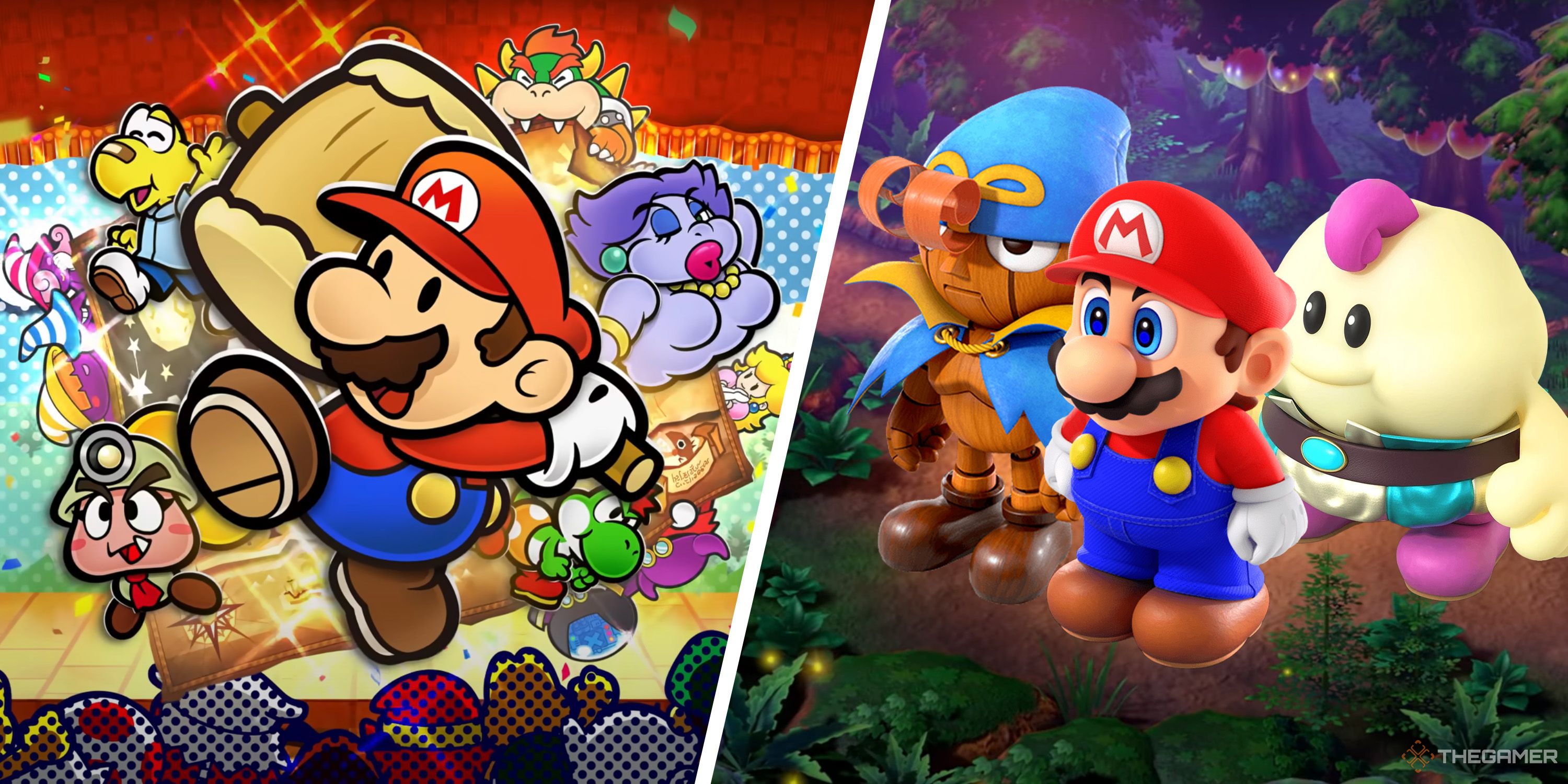 Split image of Paper Mario: The Thousand-Year Door and Super Mario RPG